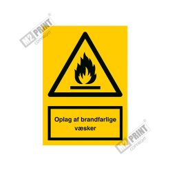 Advarselsskilt - Oplag af brandfarlige væsker