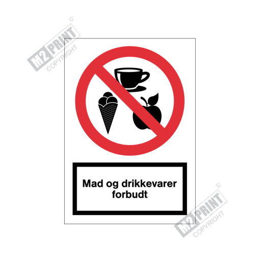 Forbudsskilt - Mad og drikkevarer forbudt