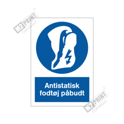 Påbudsskilt - Antistatisk fodtøj påbudt