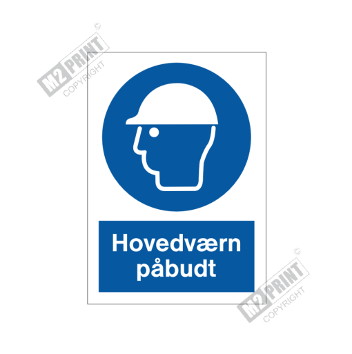 Påbudsskilt - Hovedværn påbudt