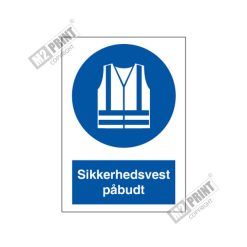 Påbudsskilt - Sikkerhedsvest påbudt