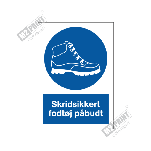 Påbudsskilt - Skridsikkert fodtøj påbudt