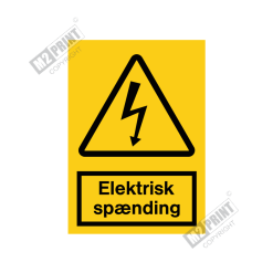 Advarselsskilt - Elektrisk spænding (Lyn symbol)