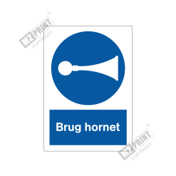 Påbudsskilt - Brug hornet