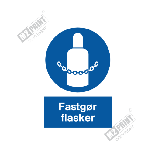 Påbudsskilt - Fastgør flasker