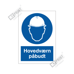 Påbudsskilt - Hovedværn påbudt 1