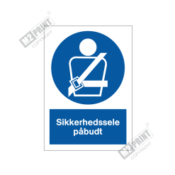 Påbudsskilt - Sikkerhedssele påbudt
