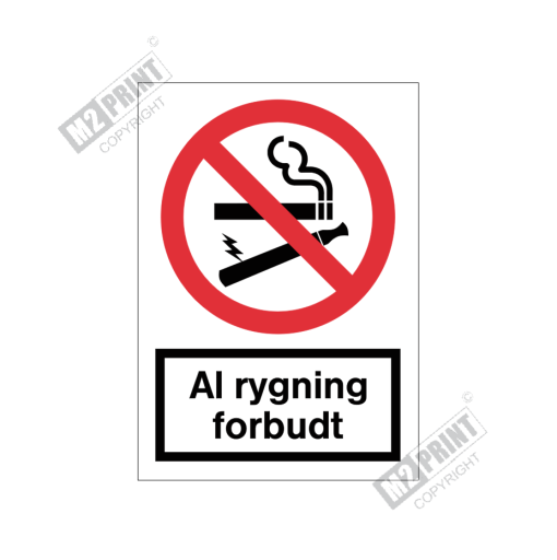 Forbudsskilt - Al rygning forbudt