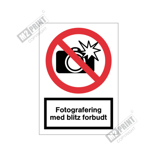 Forbudsskilt - Fotografering med blitz forbudt