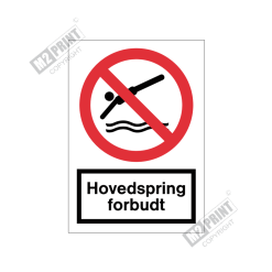 Forbudsskilt - Hovedspring forbudt