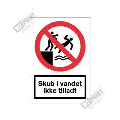 Forbudsskilt - Skub i vandet ikke tilladt