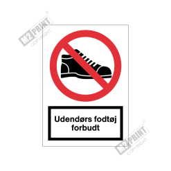 Forbudsskilt - Udendørs fodtøj forbudt