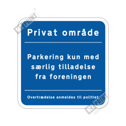 Parkeringsskilt - Parkering kun med særlig tilladelse blå