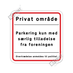 Parkeringsskilt - Parkering kun med særlig tilladelse hvid