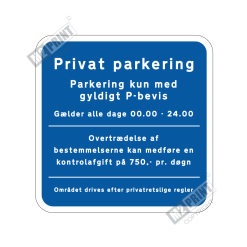 Parkeringsskilt - Parkering kun med gyldigt P-bevis blå