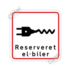Parkeringsskilt - Reserveret el-biler hvid