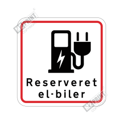 Parkeringsskilt - Reserveret el-biler hvid 2