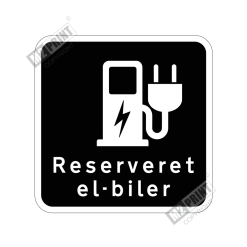 Parkeringsskilt - Reserveret el-biler sort 2