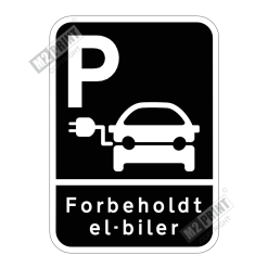 Parkeringsskilt - Parkering forbeholdt el-biler sort