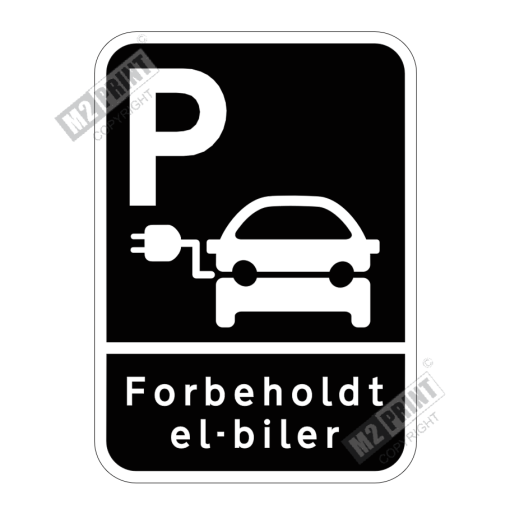 Parkeringsskilt - Parkering forbeholdt el-biler sort