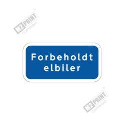 Parkeringsskilt - Forbeholdt elbiler blå