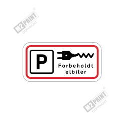 Parkeringsskilt - Forbeholdt elbiler hvid 2