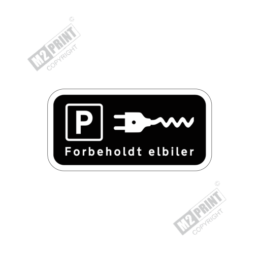 Parkeringsskilt - Forbeholdt elbiler sort 1