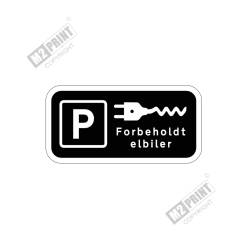 Parkeringsskilt - Forbeholdt elbiler sort 2