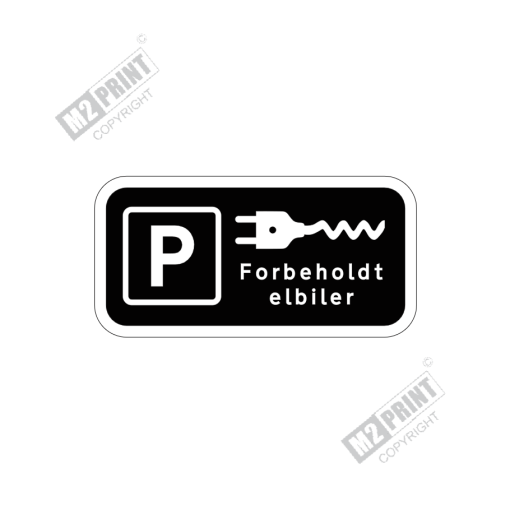 Parkeringsskilt - Forbeholdt elbiler sort 2