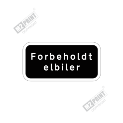 Parkeringsskilt - Forbeholdt elbiler sort