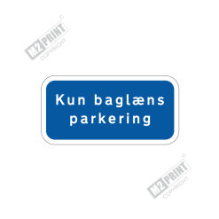 Parkeringsskilt - Kun baglæns parkering blå
