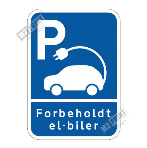 Parkeringsskilt - Parkering forbeholdt el-biler blå 1