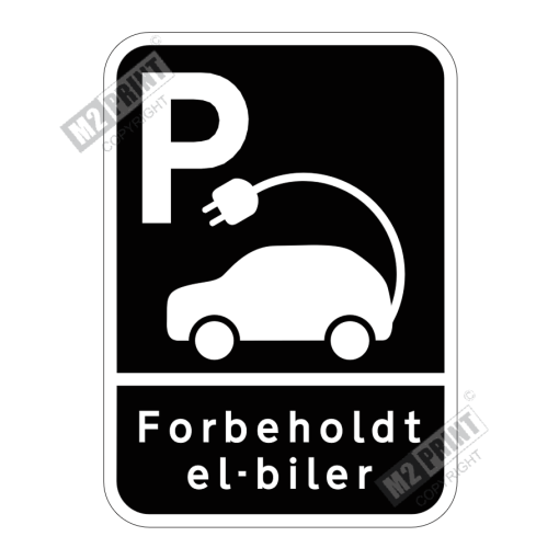 Parkeringsskilt - Parkering forbeholdt el-biler sort 1