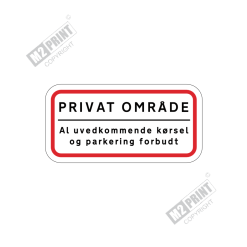 Parkeringsskilt - Privat område hvid