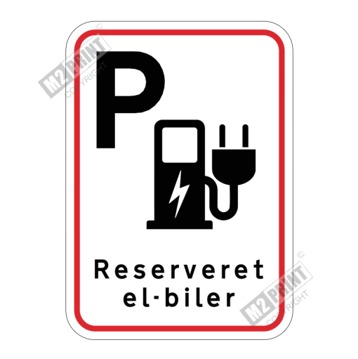 Parkeringsskilt - Reserveret el-biler hvid