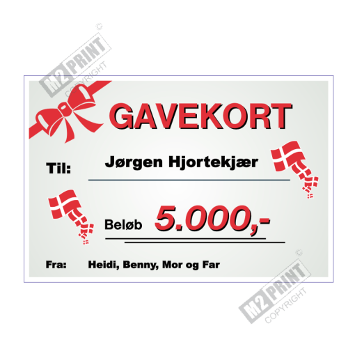 Gavekort rød sløjfe fødselsdagsflag