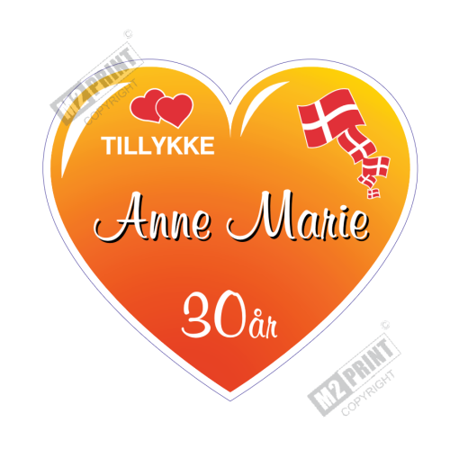 Hjerte tillykke navn og år orange