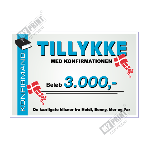 Gavekort konfirmation blå