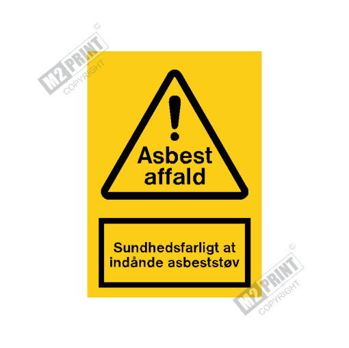 Advarselsskilt - Asbest affald, sundhedsfarligt at indånde asbeststøv