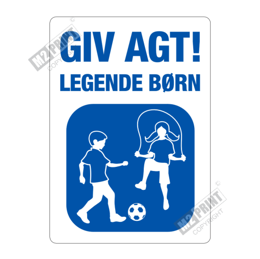 Færdselsskilt - Giv agt! Legende børn blå