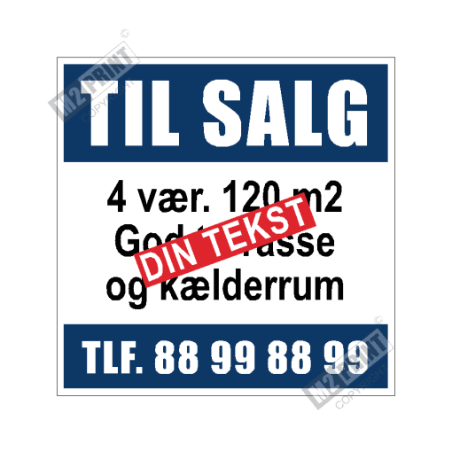 Til salg skilt kvadratisk blå