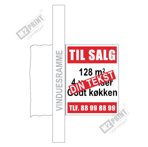 Til salg skilt til at hænge ud fra vindue rød