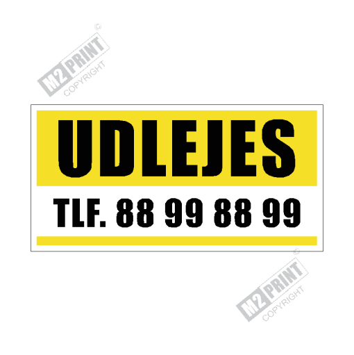 Udlejes skilt gul